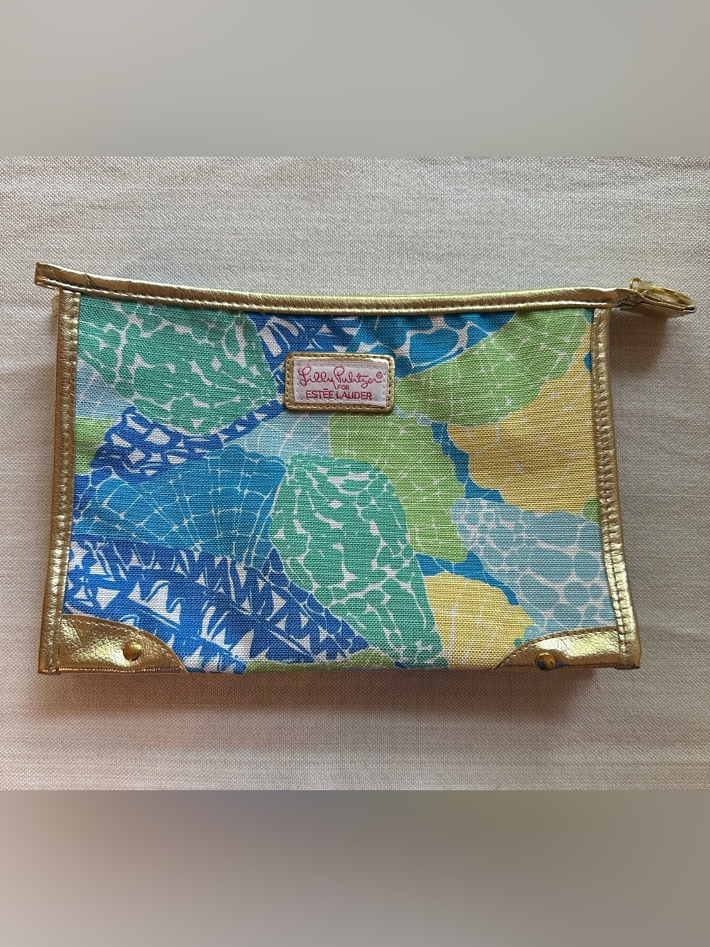 Lilly Pulitzer For Estée Lauder Makeup Bag - Blue/Yellow/Green Nautical Pattern